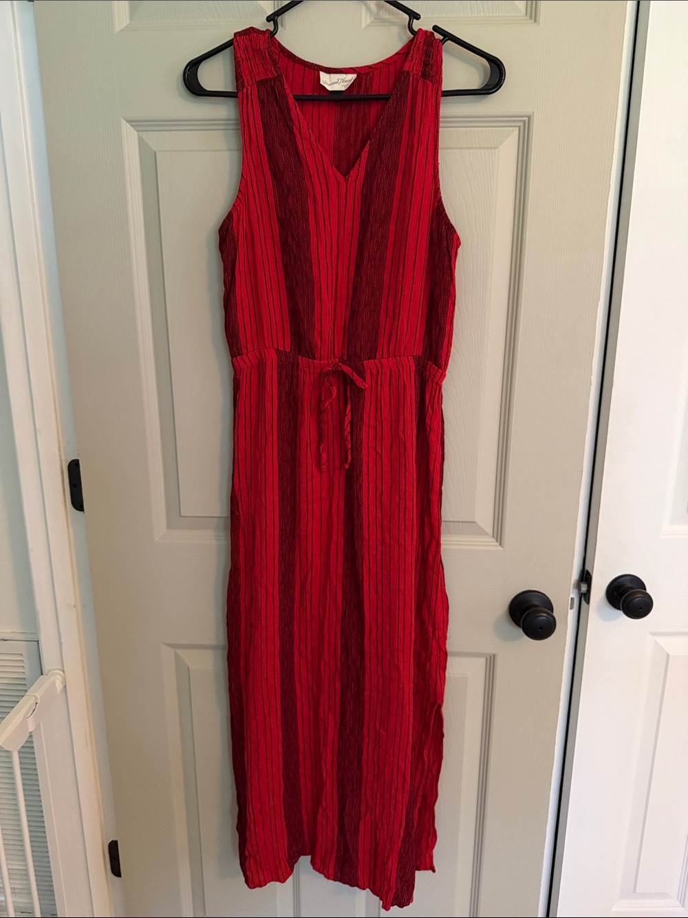 Universal Thread Small Red Gauze Maxi Dress Tie Waist Beach Resort Coastal